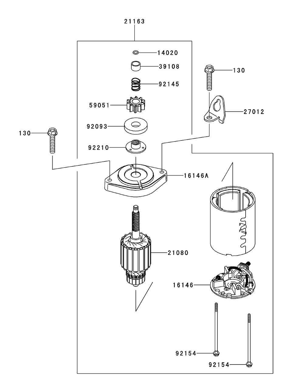 Kawasaki Fr730v-As21 Starter Diagram and Parts List for Z-FORCESZ48 (17AIDGHB-17AIDGHB010)(2015) Cub Cadet Lawn Tractor